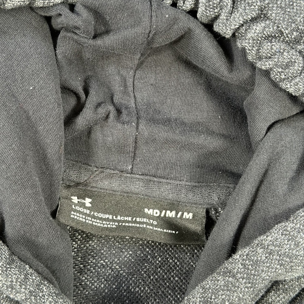 Under Armour Project Rock Hoodie Mens Medium Grey Short Sleeve Terry Brahma Bull - Picture 2 of 7